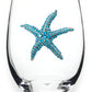 Blue Starfish Jeweled Stemless Wine Glass