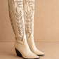 The Bronco Off White | Knee High Cowboy Western Boot: Off White