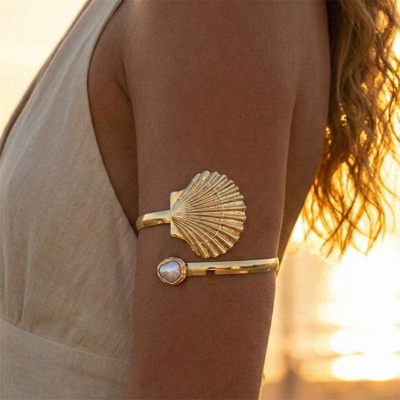 Shell Pearl Arm Cuff Bracelet