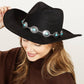 Turquoise Oval Stone Strap Western Cowboy Hat: BR