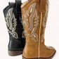 COWBOY-01 SEMI-SQUARE-TOE MID-CALF COWBOY BOOTS