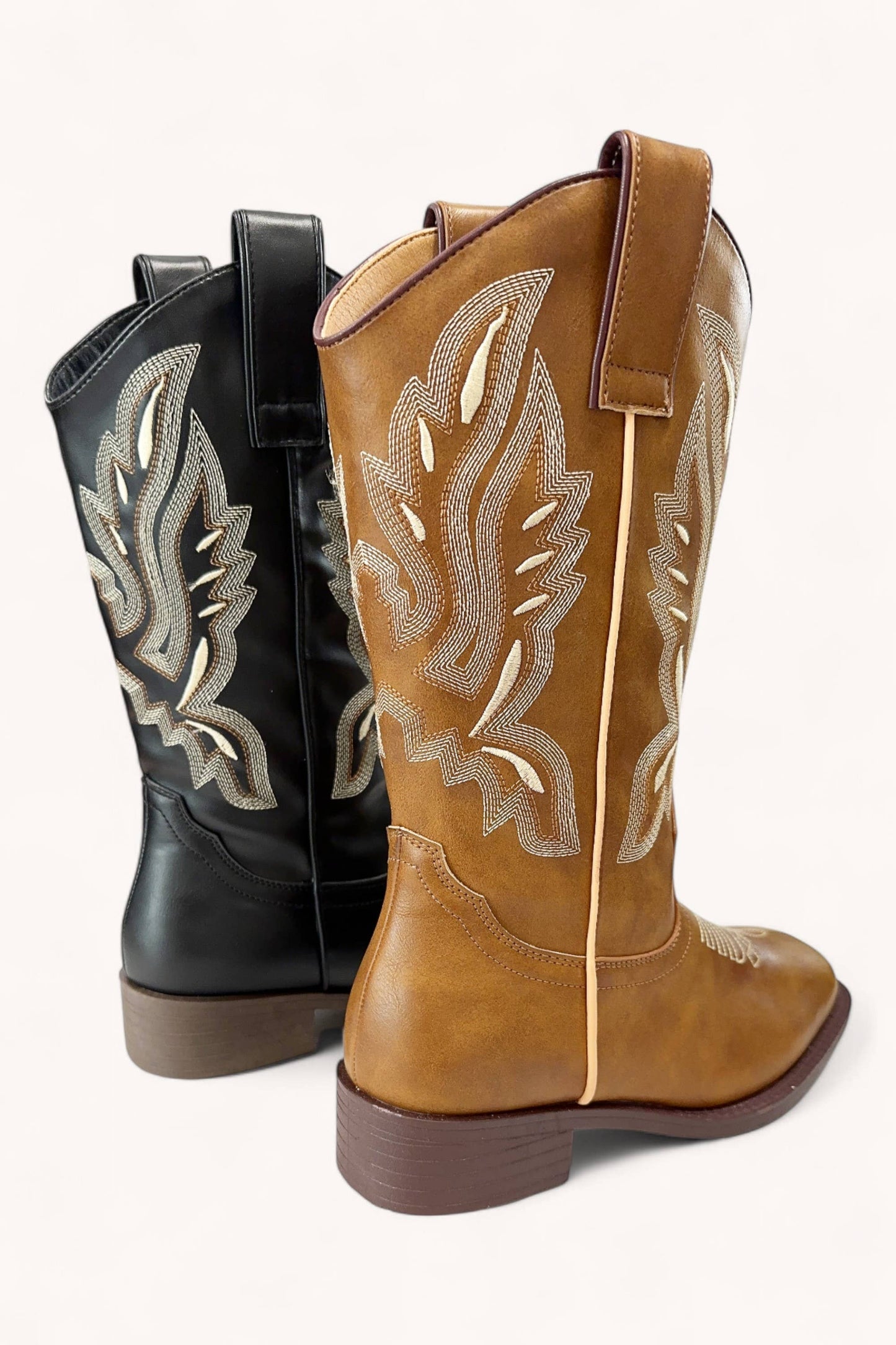 COWBOY-01 SEMI-SQUARE-TOE MID-CALF COWBOY BOOTS