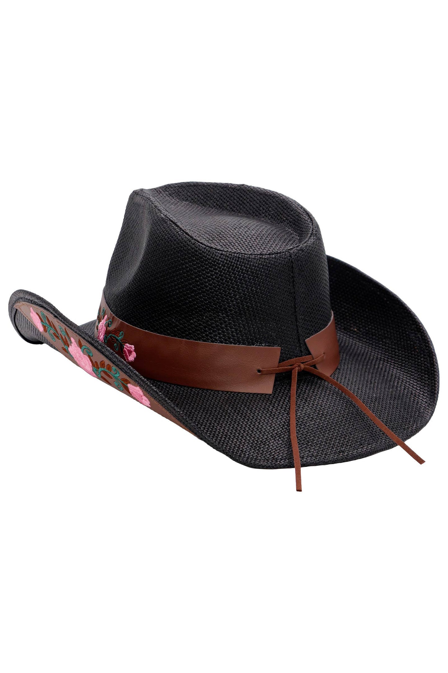 Pink Rose Concho Belt Embroidered Cowgirl Hat