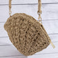 Pearl Beaded Straw Crochet Shell Bag