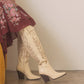 The Bronco Off White | Knee High Cowboy Western Boot: Off White