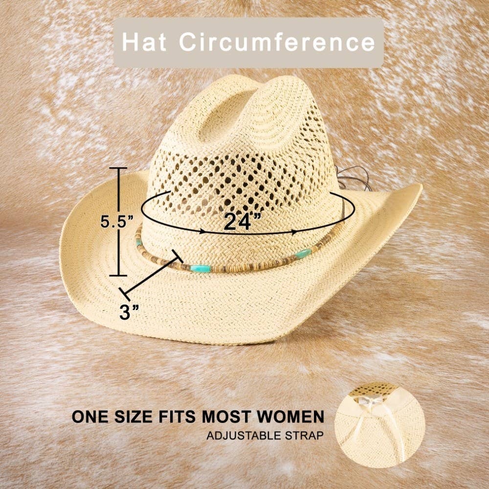 Beaded Straw Cowboy Hat