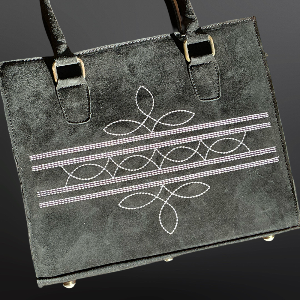 Western Boot Stitch Suede Leather Handbag