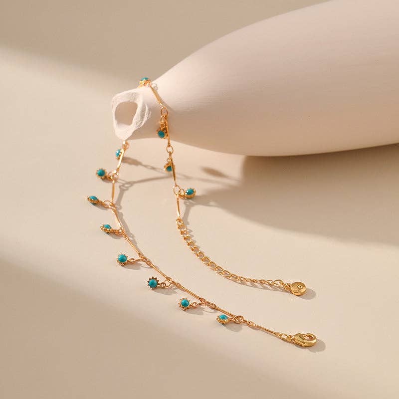 Blue Bead Chain Anklets