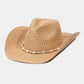 Cowrie Shell Straw Braided Cowboy Hat: KA