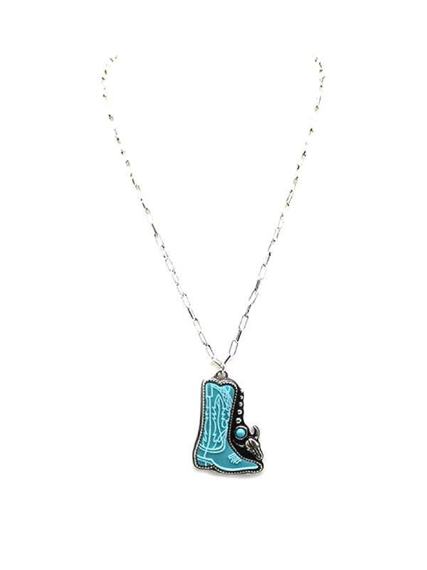 Western Cowboy Boots Necklace