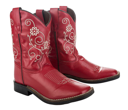 TuffRider Children's Fire Red Floral Western Boot: Red