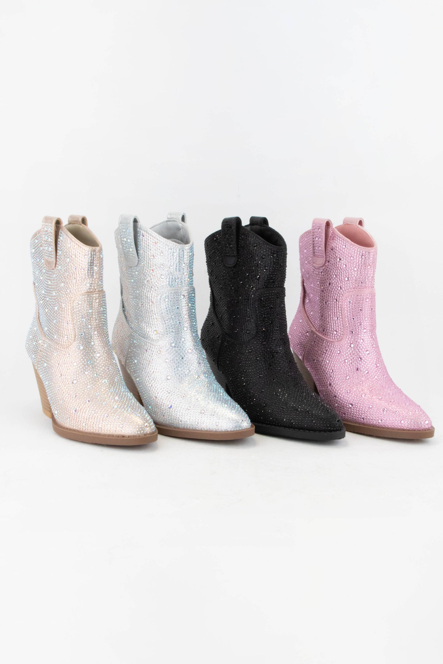 BEDAZZLED GLAM WESTERN ANKLE BOOTS