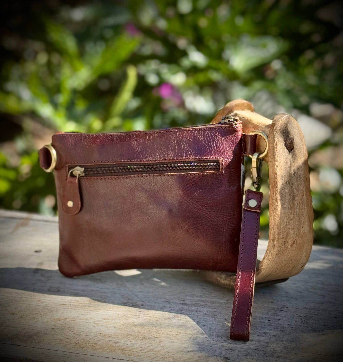 Upcycled LV Cowhide Leather Wristlet Crossbody Bag Western 