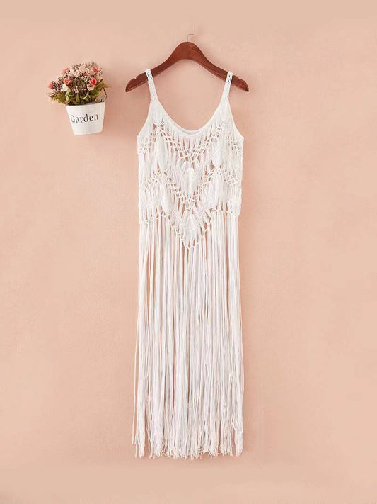 Lace Crochet Tassel Cami Dress: / Missy / One Size