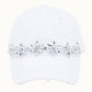 Bejeweled Bling Glitz Distressed Cap, Adjustable: Burnt Orange