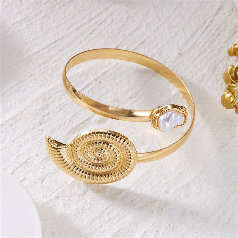 Shell Pearl Arm Cuff Bracelet