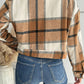 Buttoned Cardigan Plaid Jacket With Pocket:100%Polyester.