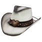 Heart Bling Rhinestone Belt Ombre Straw Cowboy Hat: Beige