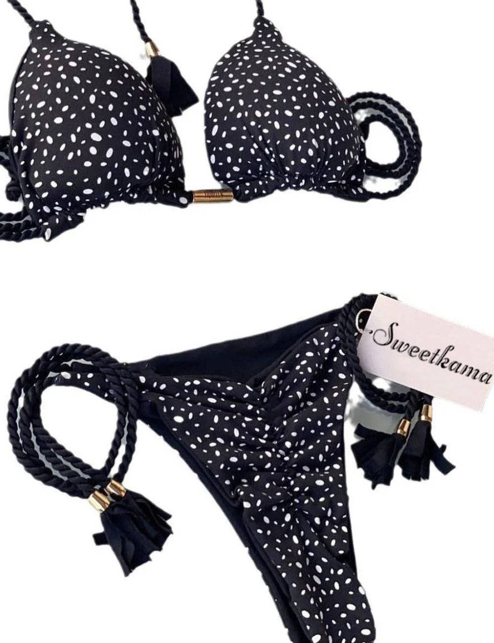 Ladies String Tie Halter Strap Sexy Bikini Set