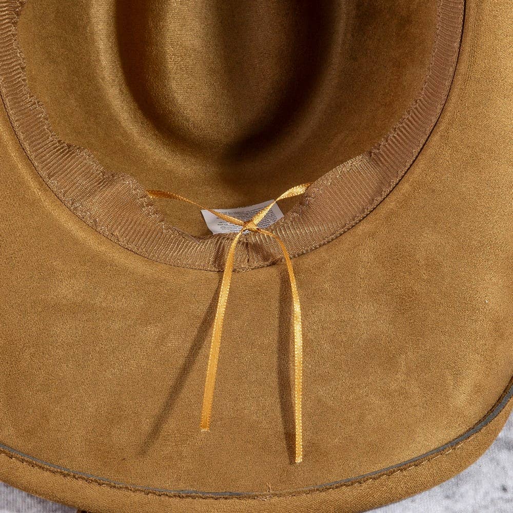 Rose Embroidered Braided Band Fedora Cowboy Hat: BR