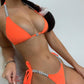 2 Piece Solid Color with Glass Drill Swimsuit Bikini Set