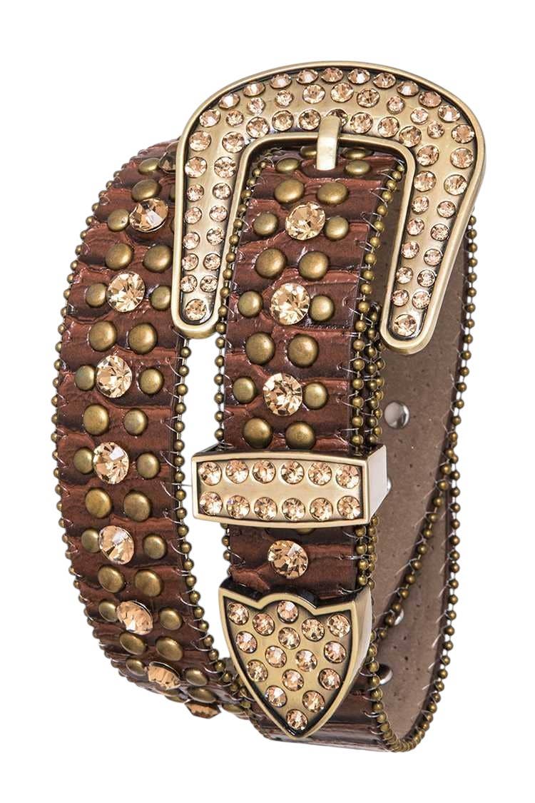 Kids Crystal Western Fashion Belt: Brown