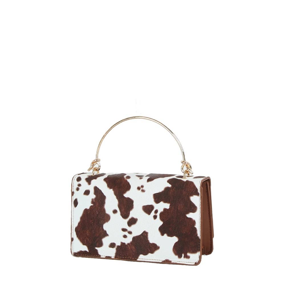 Cow Print Ring Handle Bag