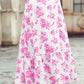 Boho Floral High Waist Ruffle Split Maxi Skirt pink