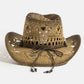 Straw Braided Concho Beaded Strap Cowboy Hat: KA