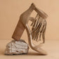 The Gela Khaki | Fringe Framed Heel: KHAKI