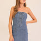 Lace-Up Stretch Denim Mini Dress