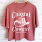 COASTAL COWGIRL GRAPHIC LONG CROP TOP: PEACH