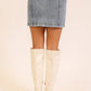 Stretchy Button Down Denim Skirt