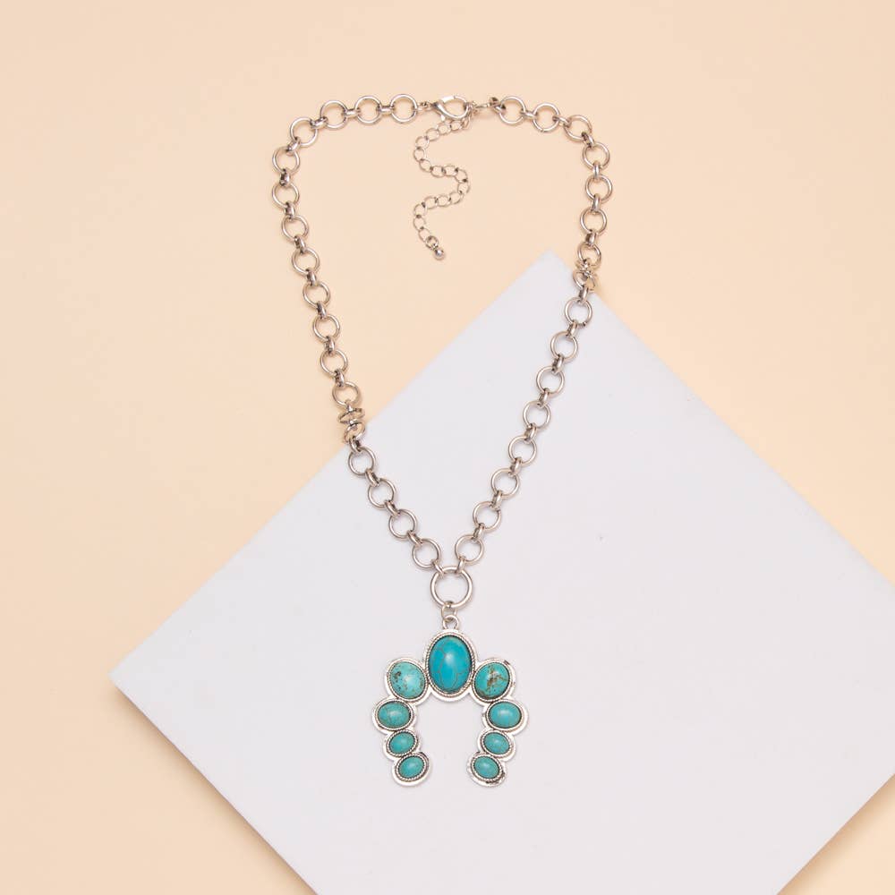Western Squash Blossom Pendant  Necklace