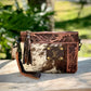 Upcycled LV Cowhide Leather Crossbody Wristlet Bag Western 
