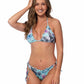 P1941-RUFFLED TRIM PRINTED TRIANGLE BIKINI SET