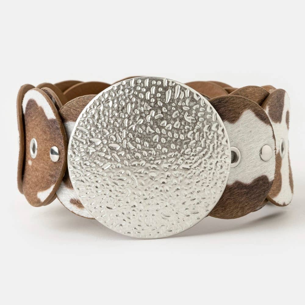 Cowhide Large Round Buckle Belt