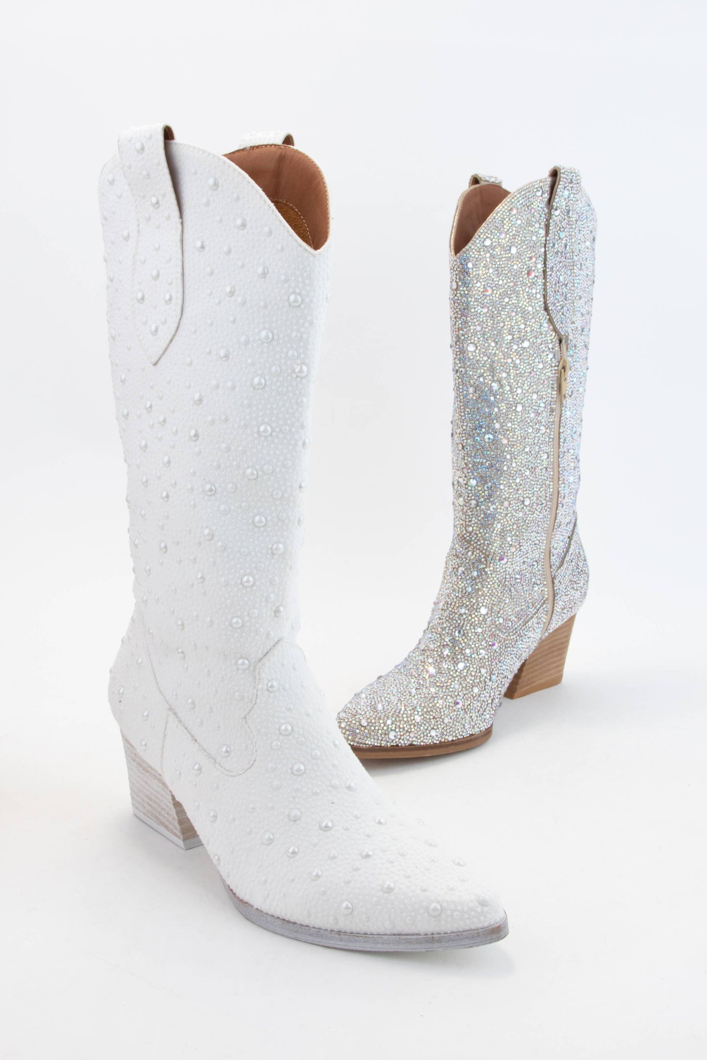 DAZZLING RHINESTONE JEWELED MID-CALF GLAM WESTERN BOOTS