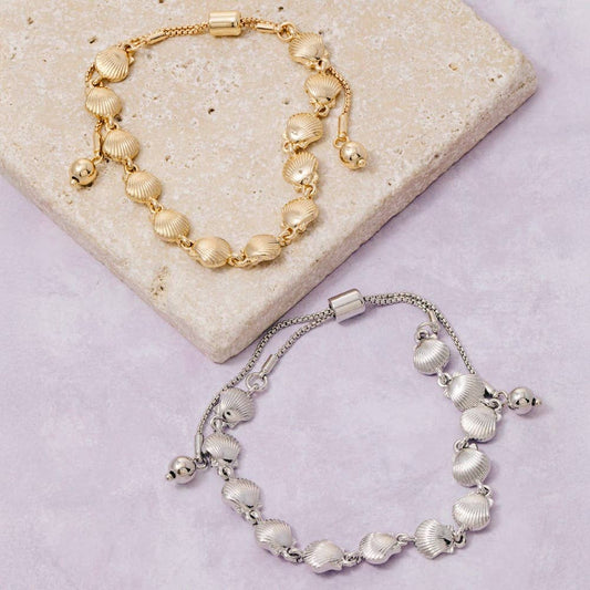 Metallic Sea Shell Link Chain Bracelet: S