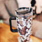 Brown Cowhide Tumbler with Handle