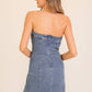 Lace-Up Stretch Denim Mini Dress