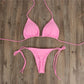 2-Piece Solid Color thong Bikini Swimsuit