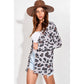 Leopard print knit long sleeve cardigan