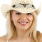 Longhorn Monochrome Belt Crochet Woven Cowboy Hat: Hot Pink