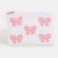 Pink Pearl Bead Ribbon Bow Mixed Beaded Coin Purse