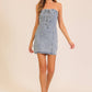 Lace-Up Stretch Denim Mini Dress