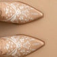 The Bailey | Apricot Embroidered Cowboy Bootie: APRICOT