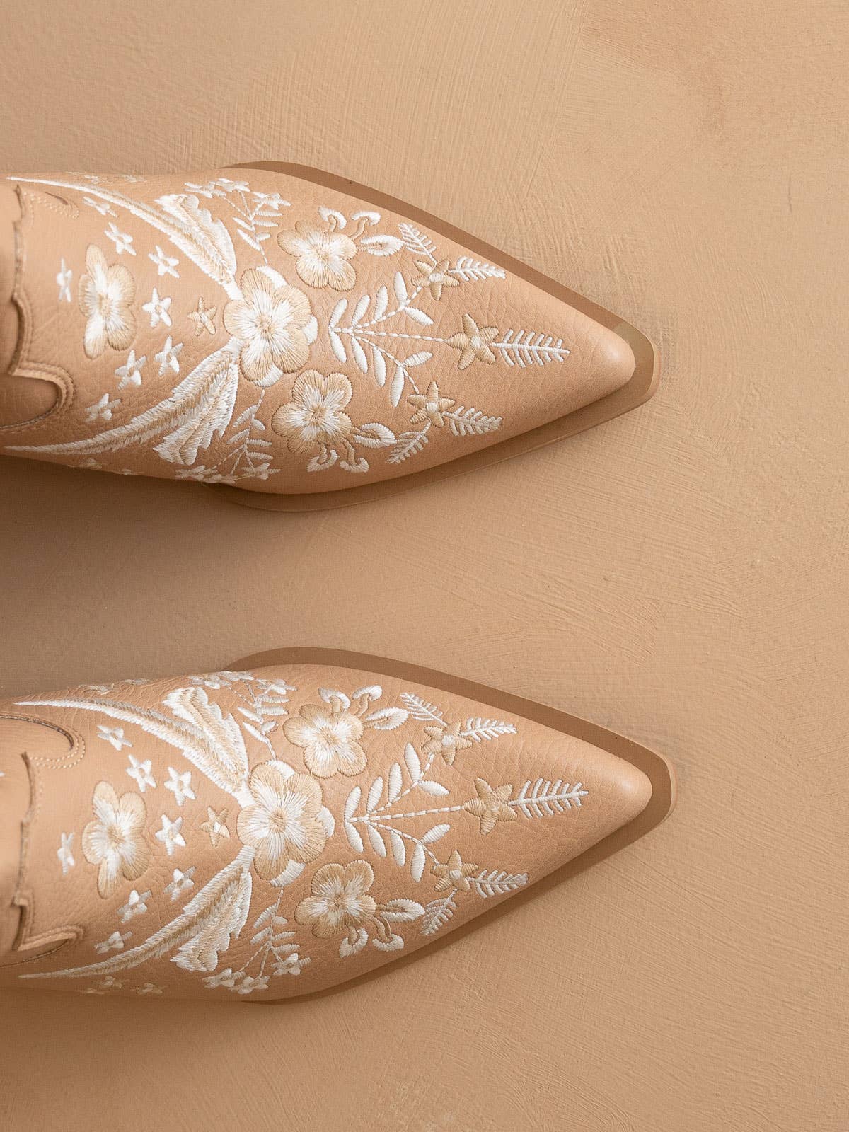 The Bailey | Apricot Embroidered Cowboy Bootie: APRICOT