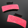 Pink Tooled Leather Claw Hair Clip Western  Matte Black