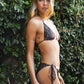 BAMBELLE Mesh Deer Print Lace Trim Triangle Bikini Set
